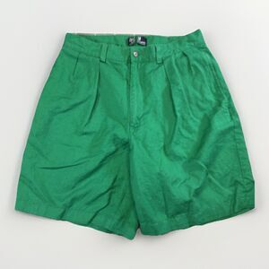 VTG Polo Ralph Lauren Green Pleated Shorts  Made in USA Linen Blend Waist 31